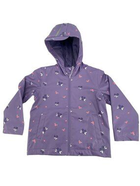 Pekkle | Girl's Rain Jacket | Berry Print | Full Zip-Up | Size 3T | Purple **NEW
